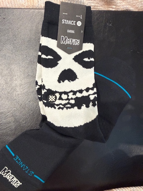 Stance Other - Stance Misfits Skull Crew Socks - Black & White with Blue Accent 1 Pair